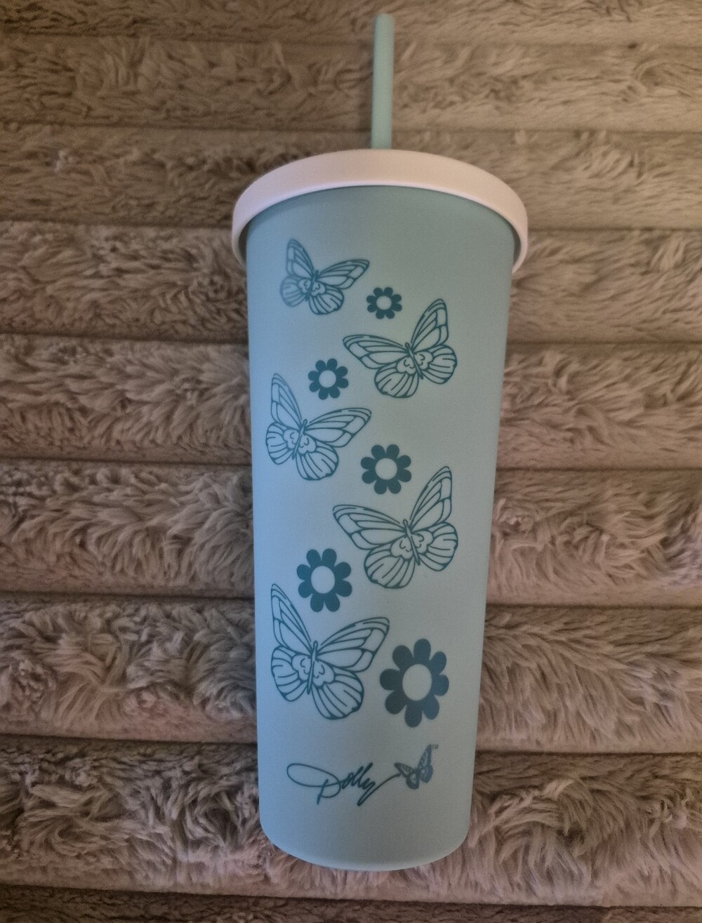 Dolly Parton Teal Butterfly 20 Oz Tumbler